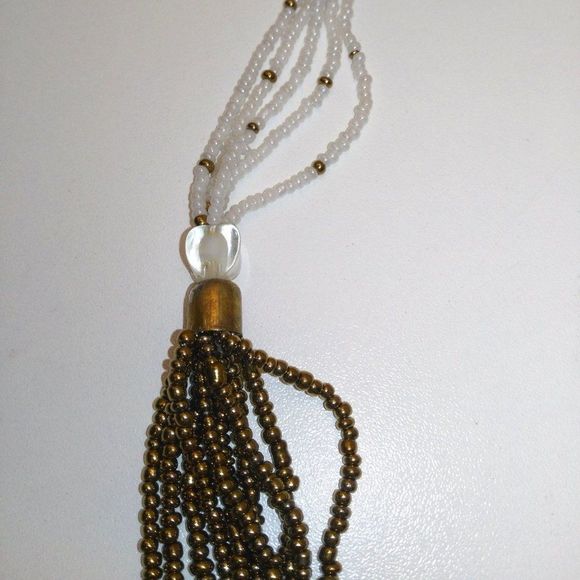Bronze & white necklace - Picture 3 of 6